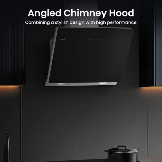 Hisense CH6IN14BXBUK 60cm Angled Chimney Cooker Hood - Jet Black - Annotation - Angled chimney hood
