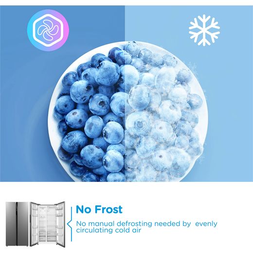 Midea American Fridge Freezer - Stainless Steel - annotation - no frost shot