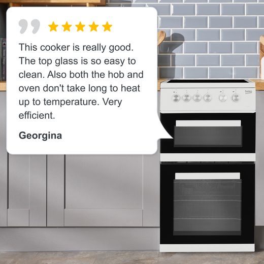 Beko KDVC563AW 50cm Electric Cooker with Ceramic Hob - White