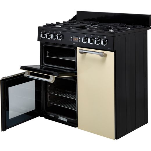 Leisure Cookmaster 90cm Dual Fuel Range Cooker - Cream - Left perpsective with door open shot
