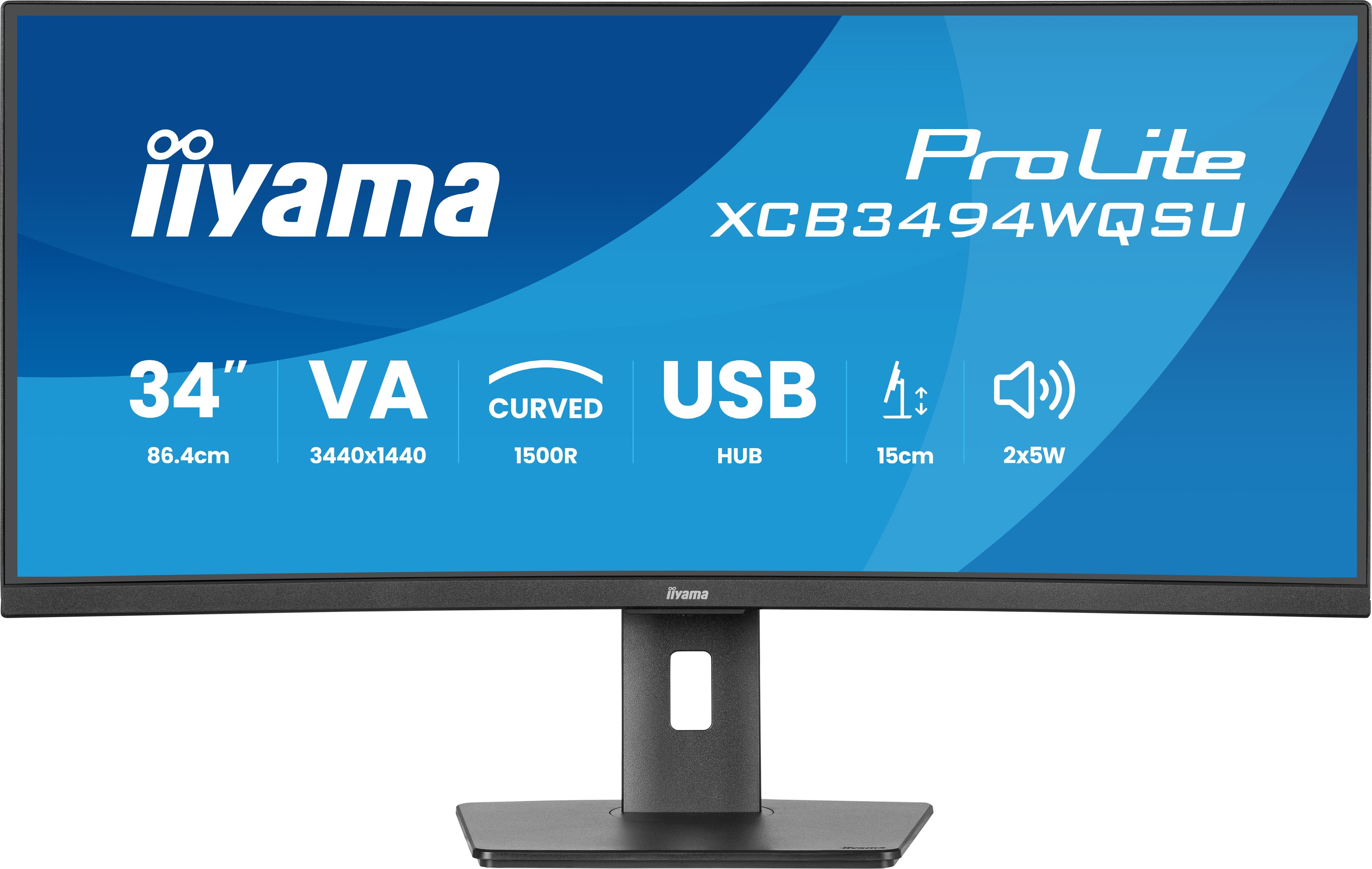 iiyama ProLite XCB3494WQSU-B1 86.4 cm (34") 3440 x 1440 pixels UltraWide Quad HD LED 0.4 ms Black