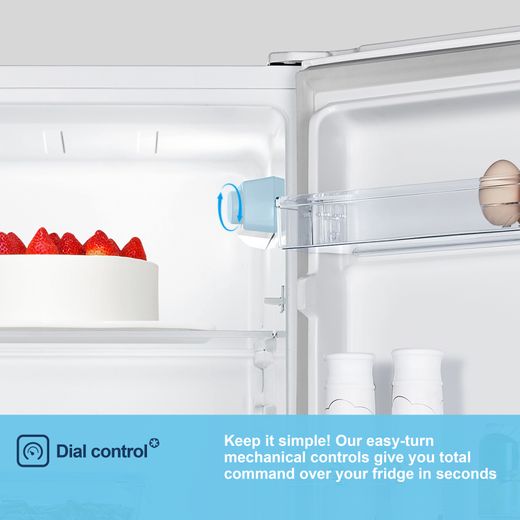 Fridgemaster MTL55242E 143cm Small Fridge - White - Annotation - Dial control