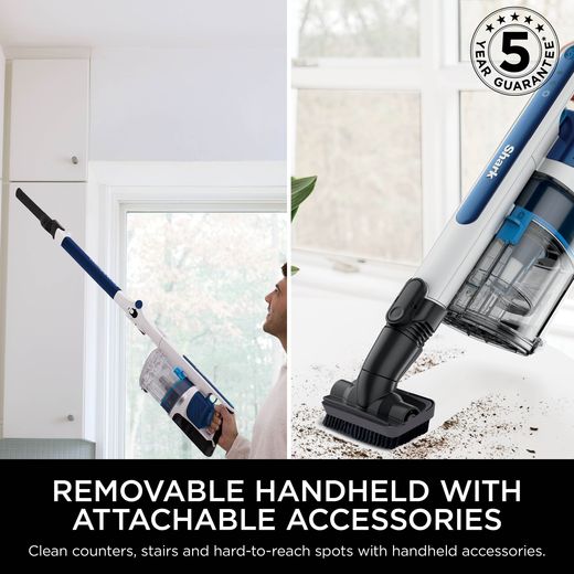 Shark Cordless Vacuum Cleaner - Blue Metallic - Annotation - Removable handheld with attachable accessories