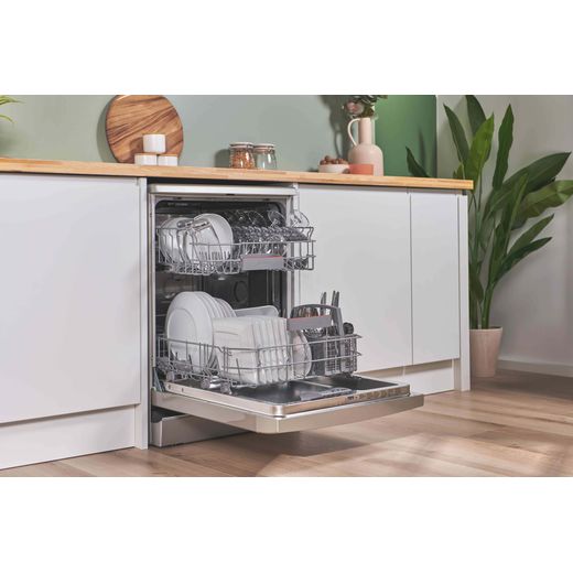 Bosch Series 4 Standard Dishwasher - Silver Inox - Annotation - Door open and racks out