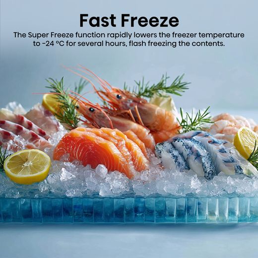 Hisense FT280WN3SGD Total No Frost Chest Freezer - Silver - Annotation - fast freeze shot