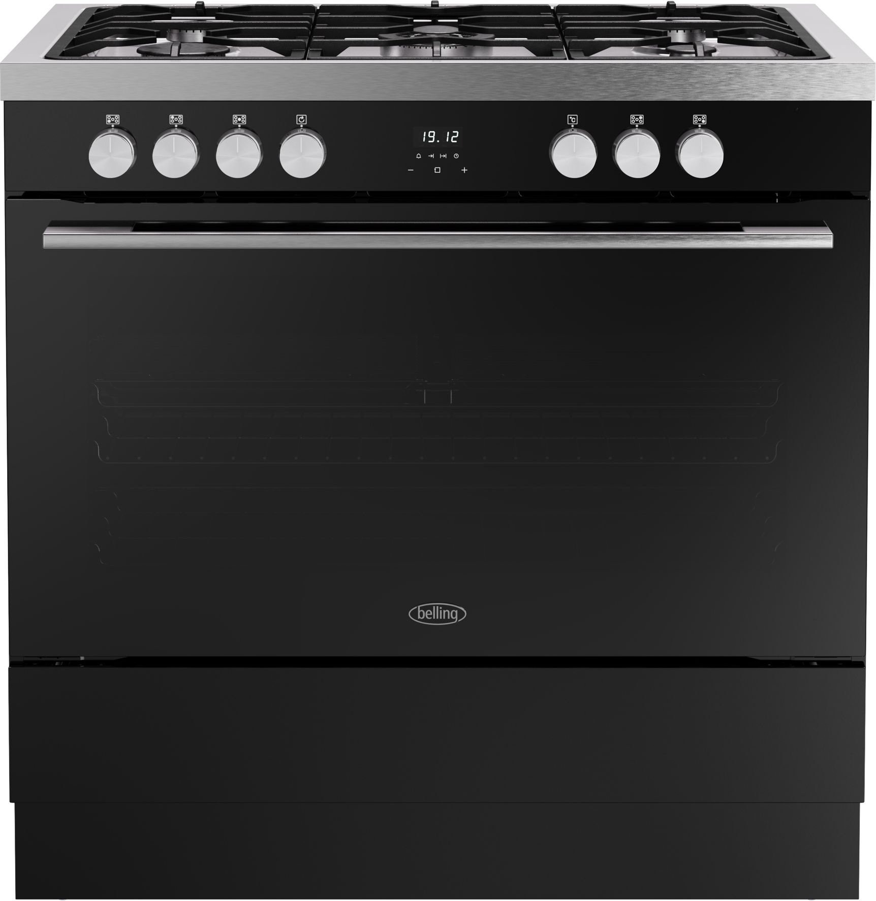 Image of Belling BEL RCA VISION SGL 90DF 90cm wide Dual Fuel Range Cooker with Gas Hob - Black / Silver Steel - A Rated, Silver