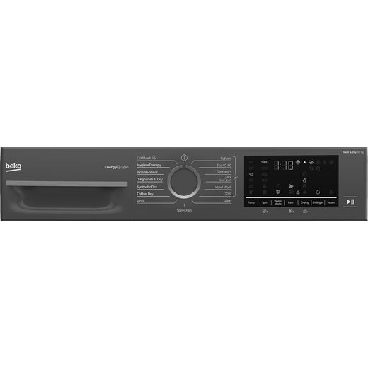 Beko bPRO 500 BM5D511745UA 11Kg / 7Kg Washer Dryer with 1400 rpm - Anthracite - control panel shot