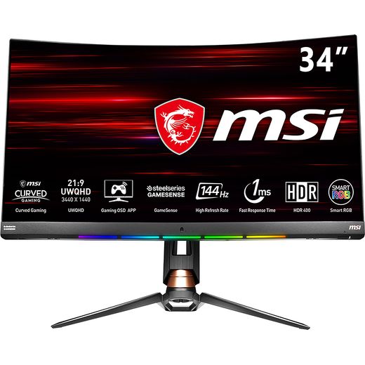 MSI Optix MPG341CQR WQHD 34" 144Hz Curved Gaming Monitor with AMD FreeSync - Black