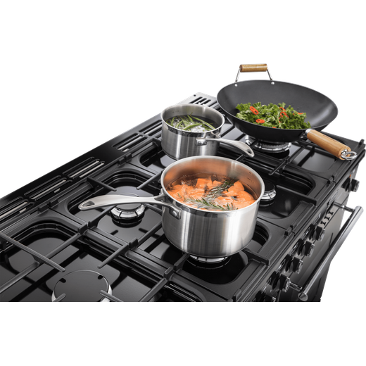 Rangemaster Toledo + TOLP110DFFGB/C 110cm Dual Fuel Range Cooker - Black / Chrome