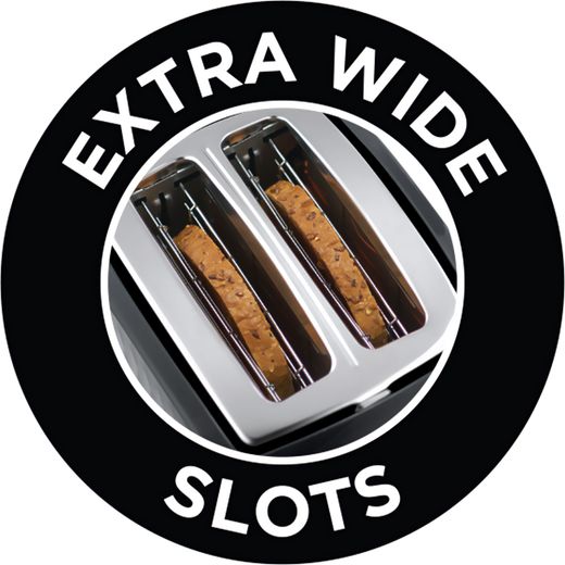Russell Hobbs Honeycomb 26061 2 Slice Toaster - Black - Annotation - Extra wide shot