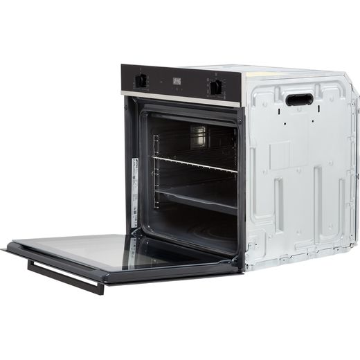 Smeg Cucina Electric Single Oven - Black - Left perspective with door open shot