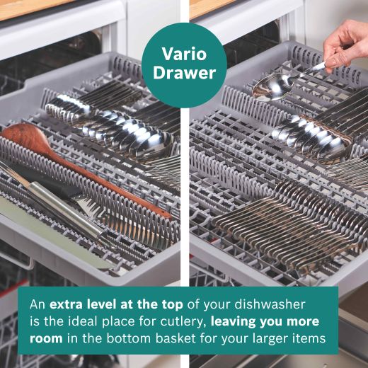Bosch Series 6 Standard Dishwasher - White - Annotation -  VarioFlex