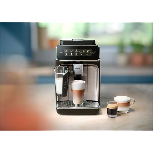 Philips EP3347/90 Bean to Cup Coffee Machine - Black / Chrome - Coffee machine on table shot
