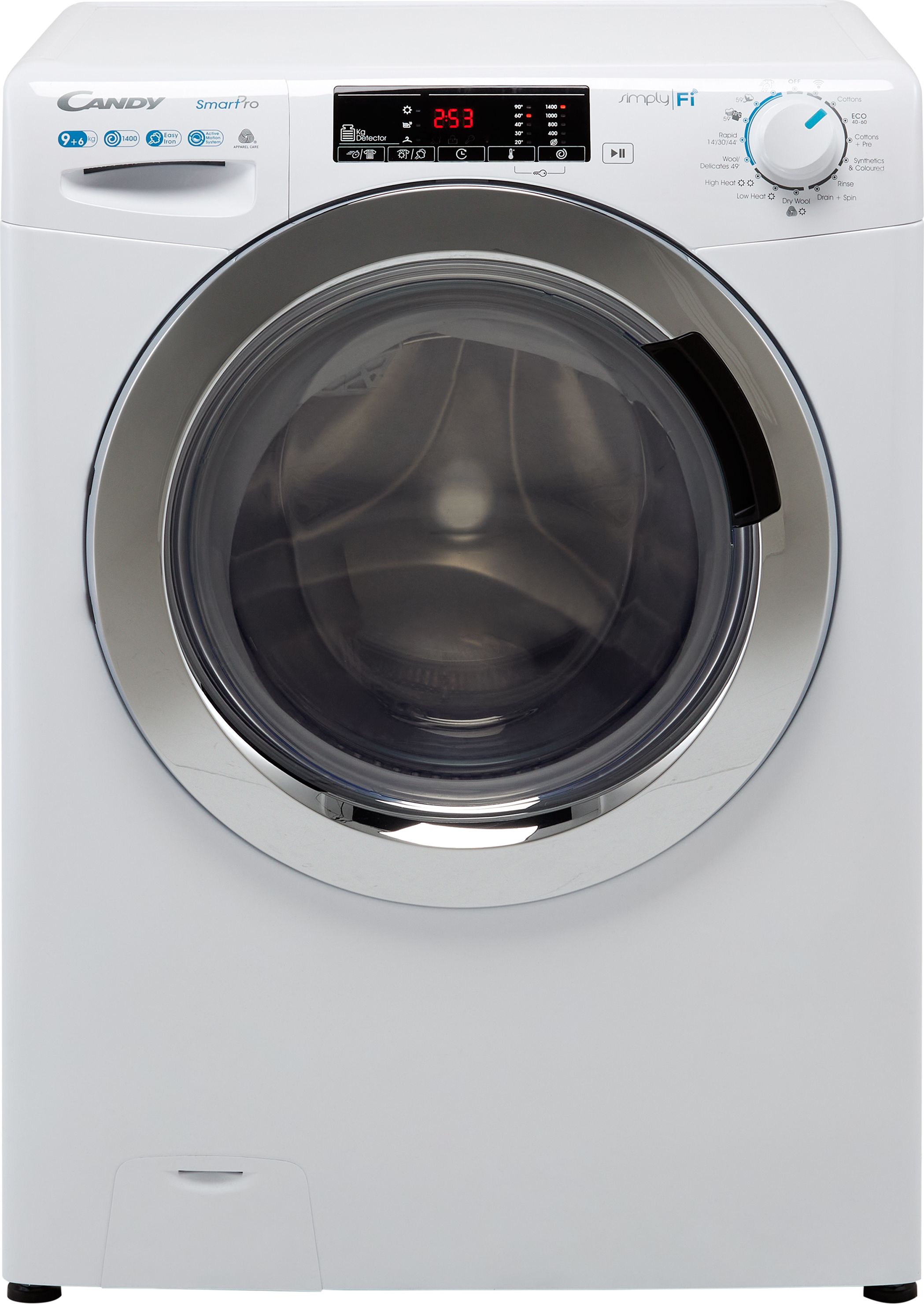 Candy Smart Pro CSOW4963TWCE Wifi Connected 9Kg/6Kg Washer Dryer with 1400 rpm - White - E Rated, White