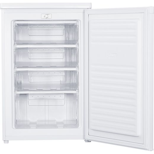 Candy Table Top CUHS58EWK 85cm Small Upright Freezer - White -Front with door open shot