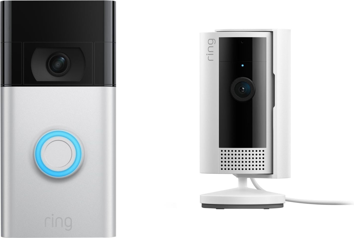 Ring Video Doorbell (Gen 2) + Indoor Cam (Gen 2) Smart Doorbell - Satin Nickel, Aluminium