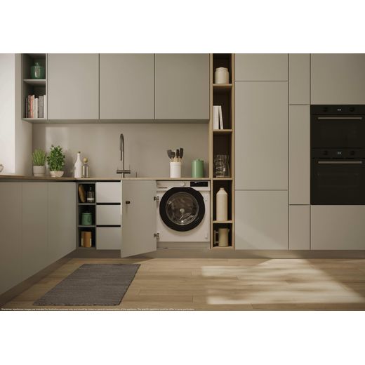 Hoover H-WASH&DRY 400 BH4S696M6DB9-80 Wifi Connected Integrated 9Kg / 5Kg Washer Dryer with 1600 rpm - White / Black - Washer dryer in utility room shot