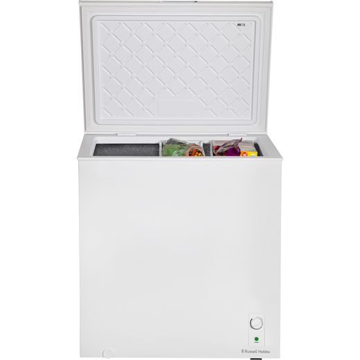Russell Hobbs RH198CF0E1W 198L Chest Freezer - White - Front with lid open shot