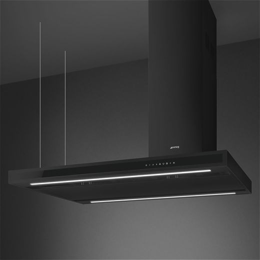 Smeg 120cm Cooker Hood - Black - Cooker hood in kitchen shot