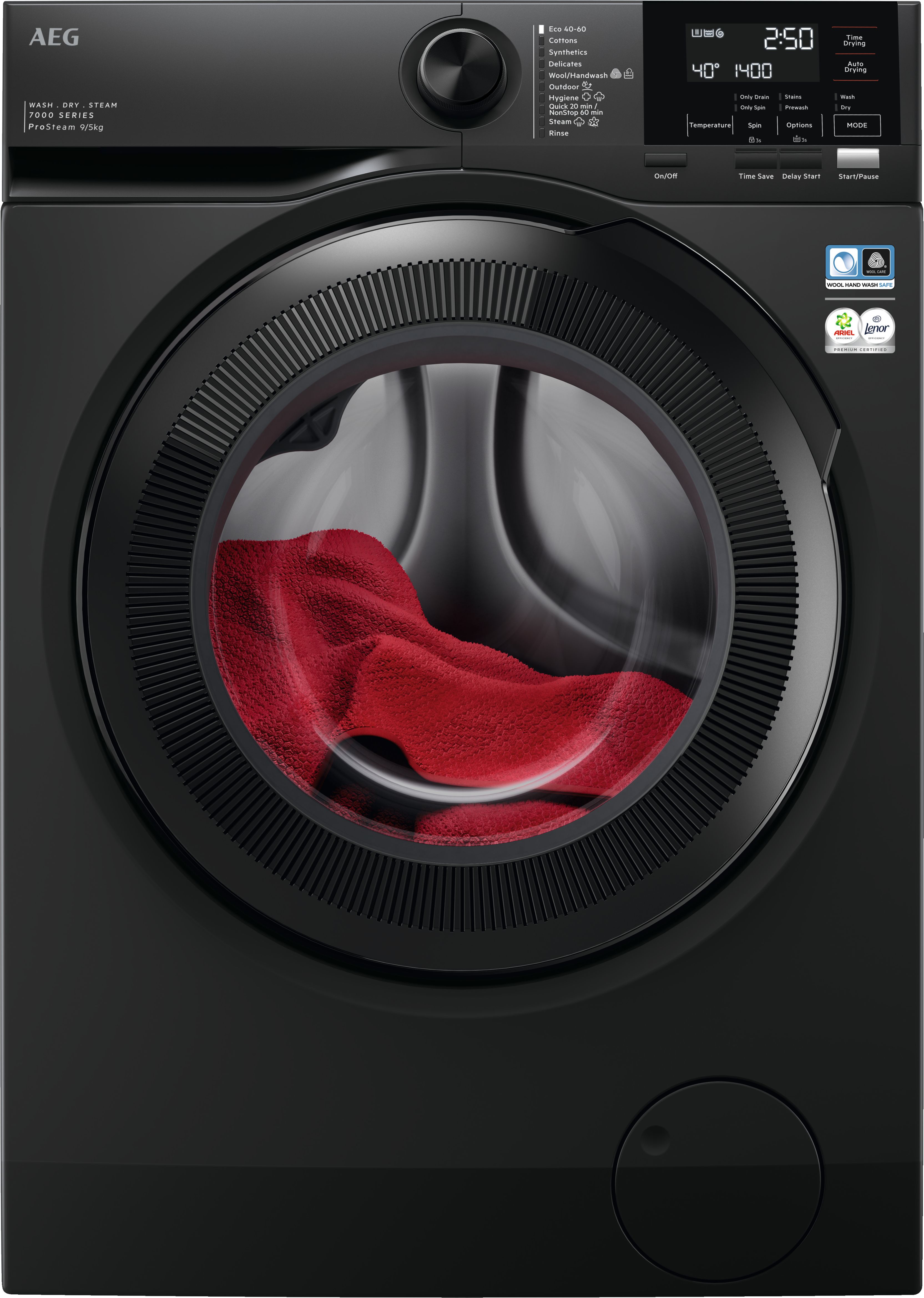 Image of AEG ProSteam® Technology LWR7196U4B 9Kg/5Kg Washer Dryer with 1600 rpm - Graphite - D Rated [Wash&Dry], A Rated [Wash Only], Silver