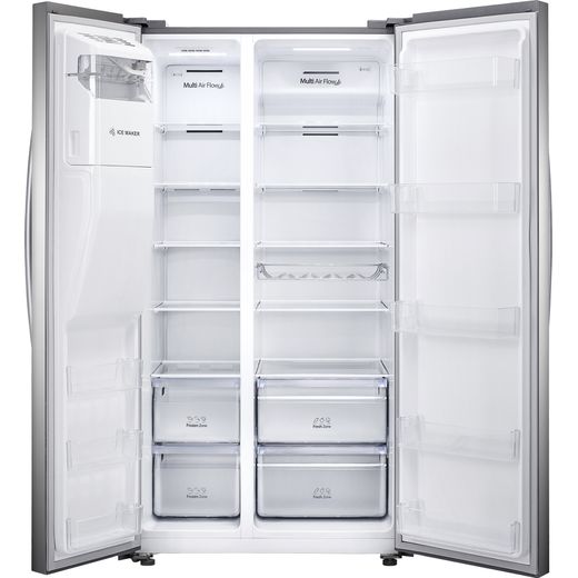 Hisense American Fridge Freezer - Stainless Steel - Front with door open shot