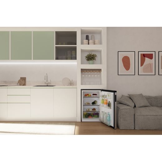 Hoover HONLQ2S58EXK 85cm High Small Fridge - Stainless Steel - Fridge in kitchen shot 