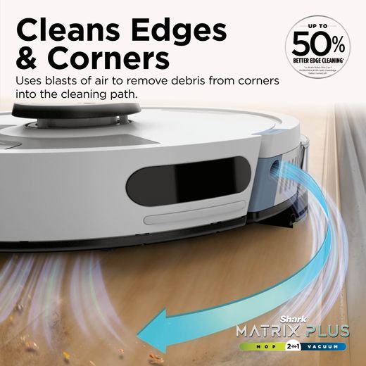 Shark Matrix Plus 2-in-1 Robotic Vacuum Cleaner - Silver - Annotation - Cleans edges and corners