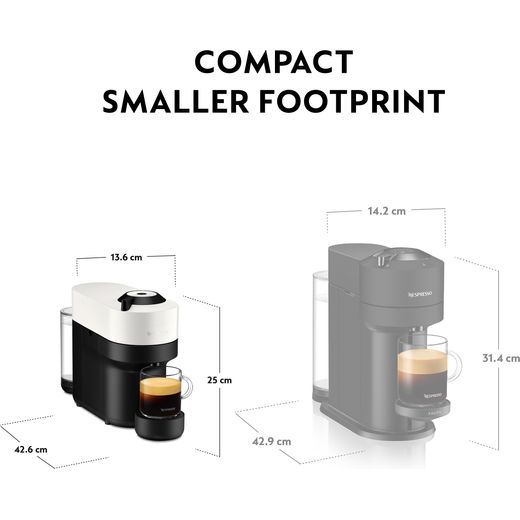 Nespresso by Krups Vertuo Pop XN920140 Pod Coffee Machine - White - Dimensions