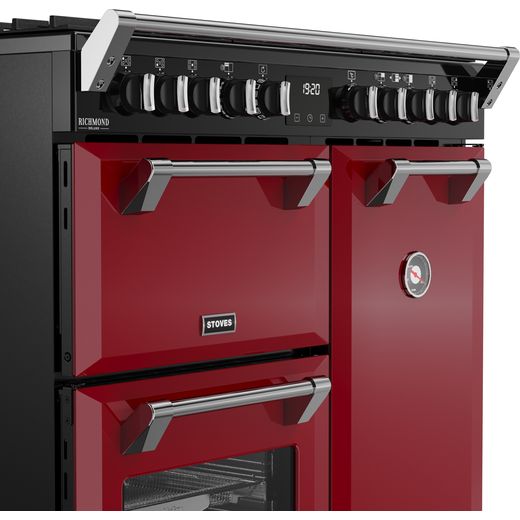 Stoves Richmond DX 90DF 90cm Dual Fuel Range Cooker - Garnet Red - Close up shot