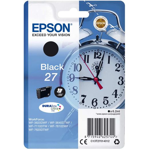 Epson Alarm Clock Singlepack Black 27 DURABrite Ultra Ink Cartridge