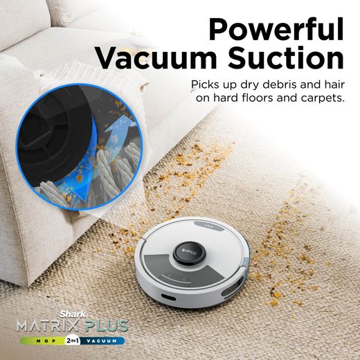 Shark Matrix Plus 2-in-1 Robotic Vacuum Cleaner - Silver - Annotation - Powerful vacuum suction