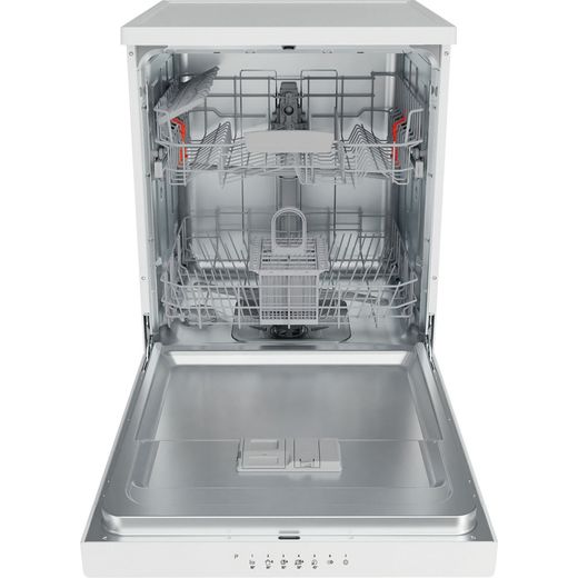 Hotpoint Standard Dishwasher - White - front with door open shot 
