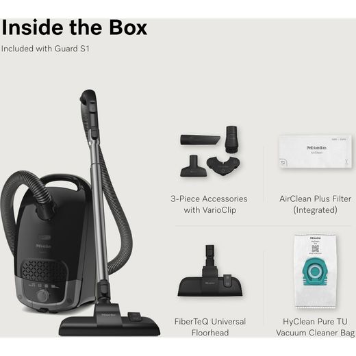 Miele Guard S1 Cylinder Vacuum Cleaner - Annotation -whats in the box shot