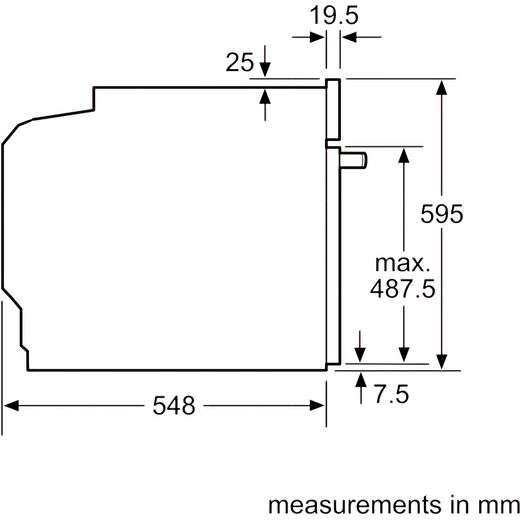 Bosch Series 4 Built In Electric Single Oven - Stainless Steel - Annotation - Dimension shot