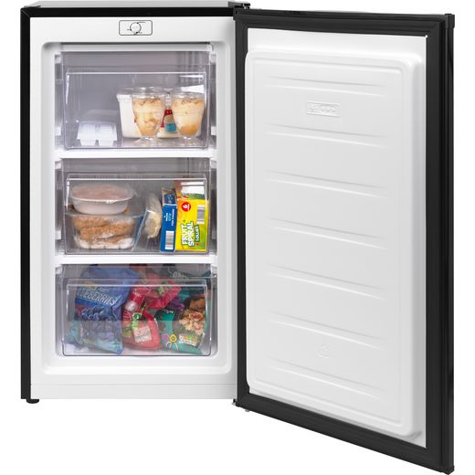 Russell Hobbs Integrated Under Counter Freezer with Fixed Door Hinge Kit  - front with door open shot 