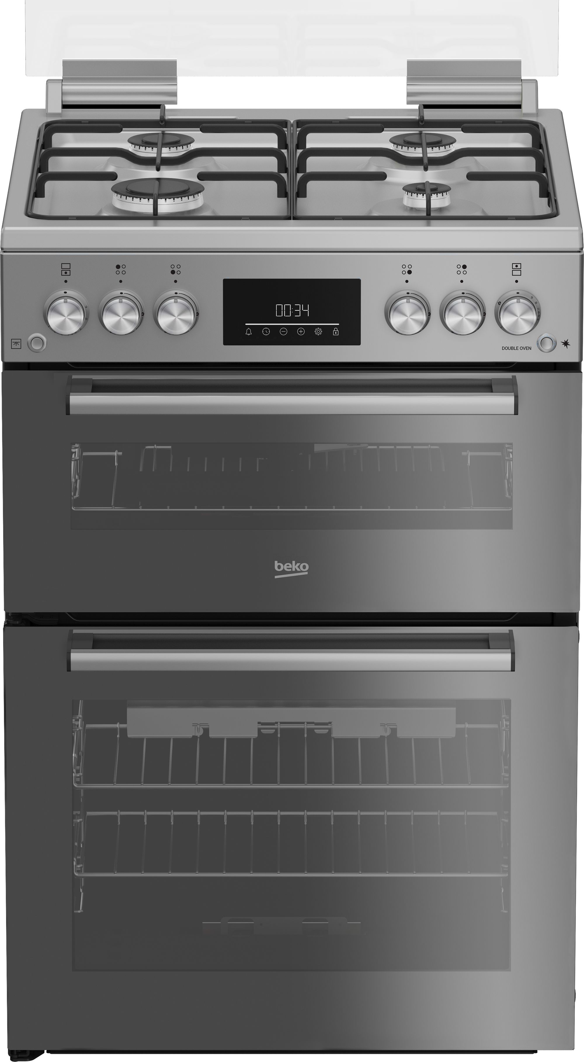 Image of Beko FDG6272TCSM 60cm wide Single Oven Gas Cooker - Mirror Silver - A/A+ Rated, Silver