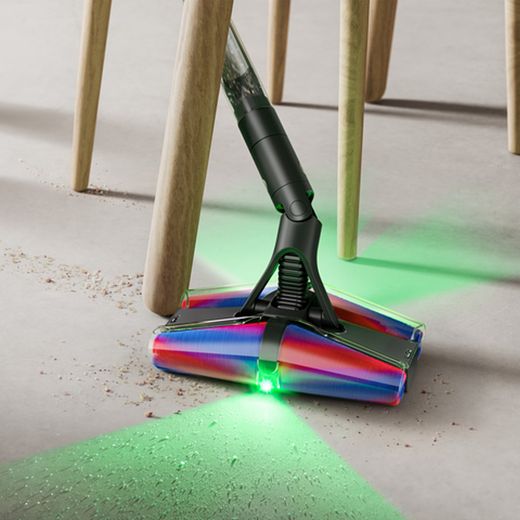 Dyson PencilVac Fluffycones Cordless Vacuum Cleaner - Black / Grey - Vacuuming around furniture legs 