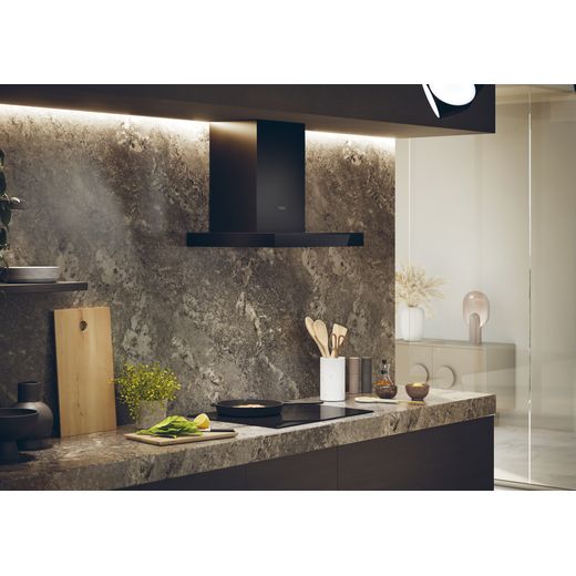 Haier HATS6CBS4B 60cm Chimney Cooker Hood - Black - Cooker hood in kitchen shot