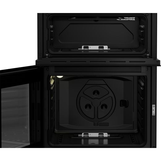 Beko 60cm Freestanding Gas Cooker - Black - Front with door open shot
