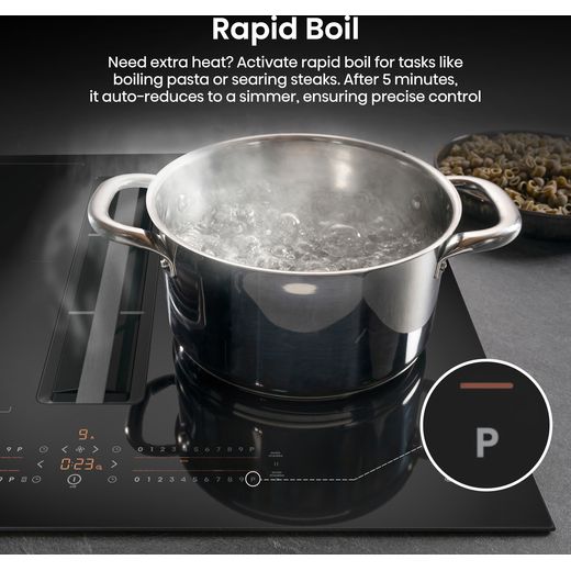 Hisense Hi6 HEH6432BSCWF 60cm Venting Induction Hob - Black - Annotation - Rapid boil shot