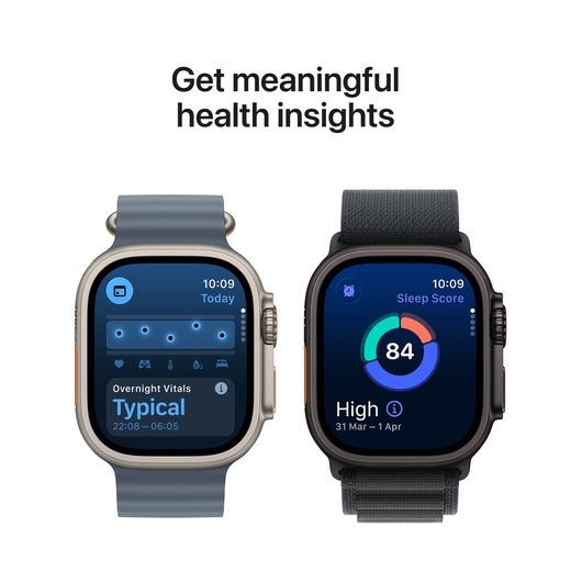 Apple Watch Ultra 3, 49mm, Black Titanium Case, GPS + Cellular [2025] - Black Titanium Milanese Loop - L - Annotation - health insight shot