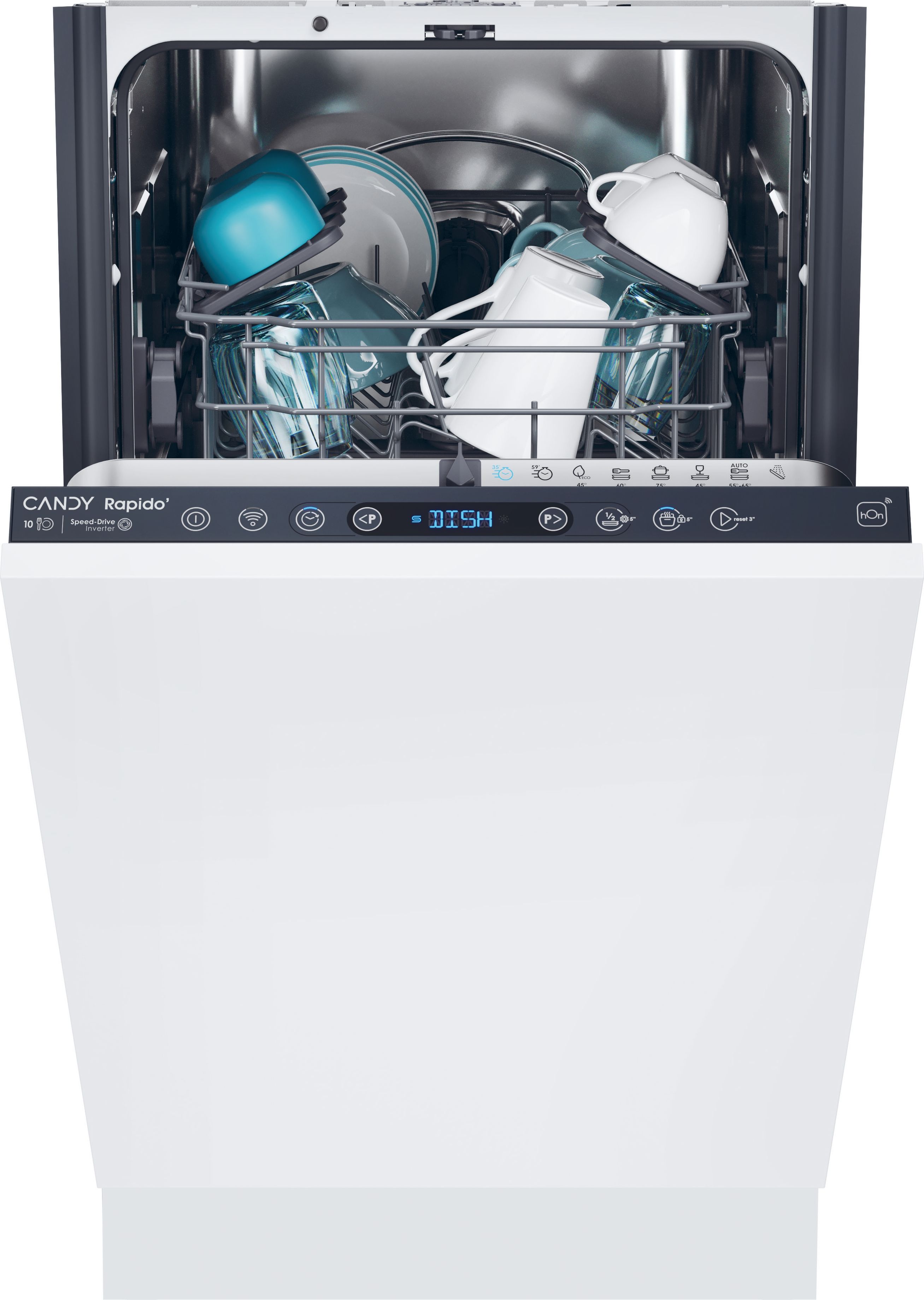 Candy - Slimline Dishwasher - 45cm - Black - 10 Place Settings - WiFi Connected