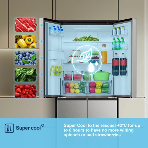 Fridgemaster American Fridge Freezer - Silver - Annotation - Super cool