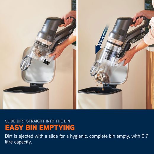 Vax HomePro Plus Cordless Vacuum Cleaner with up to 45 Minutes Run Time - Graphite - Annotation - Easy bin empty shot