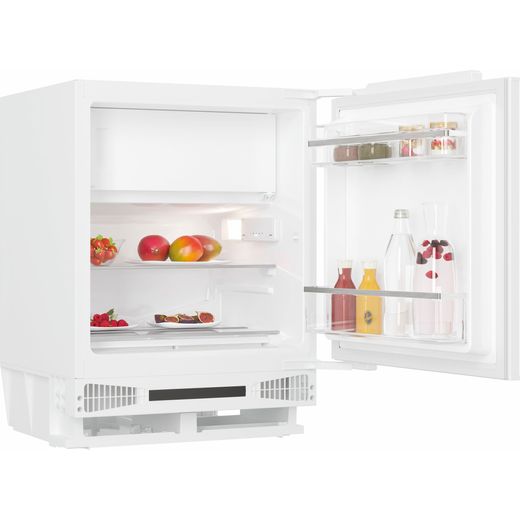 Hoover H-FRIDGE 300 MINI HOM4SE68EWPK Integrated Upright Fridge - White - Right perspective with door open shot