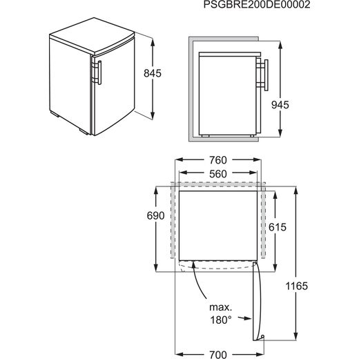 AEG 6000 Series OT6LA811DW 84cm Upright Freezer - White - Annotation - dimension shot