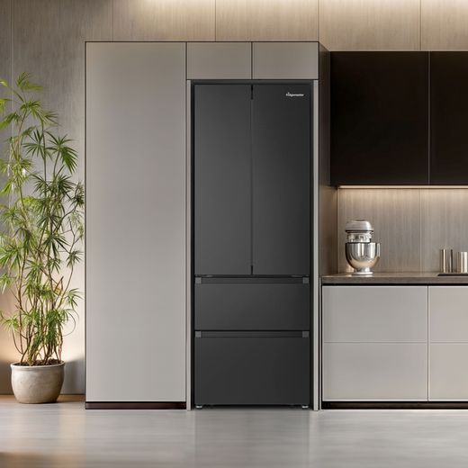 Fridgemaster American Fridge Freezer - Black - Fridge freezer in kitchens hot
