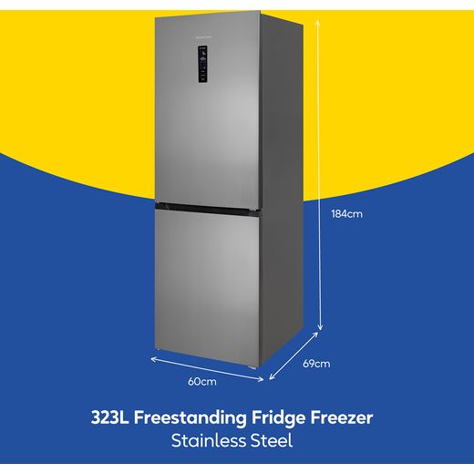 Russell Hobbs RH184FF602C1SS 184cm 60/40 Frost Free Fridge Freezer - Stainless Steel  - Annotation - Dimension  shot 