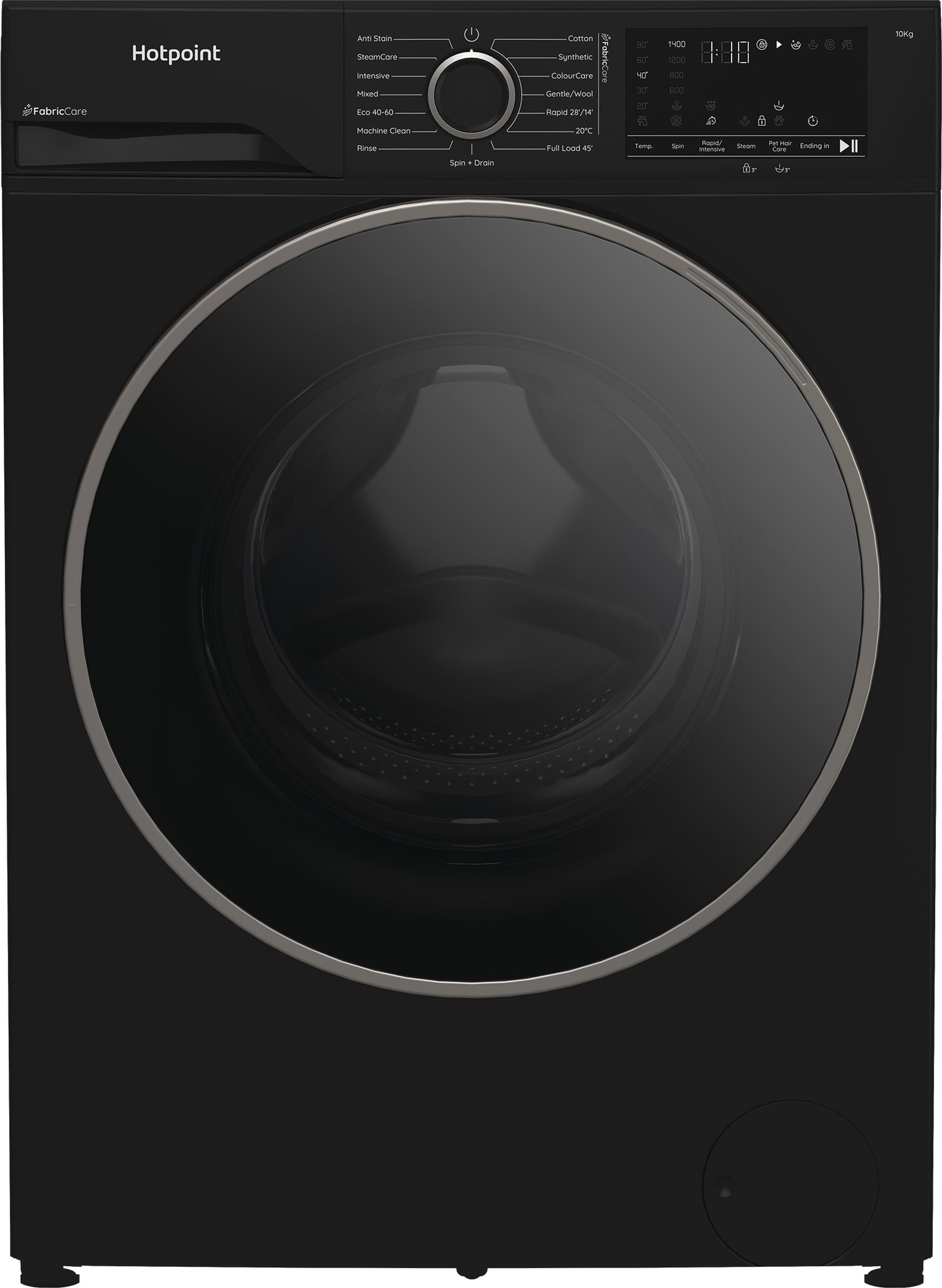 Image of Hotpoint Fabric Care HBCA 103B CARE UK 10kg Washing Machine with 1400 rpm - Black - A Rated, Black