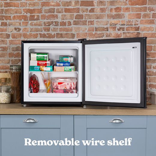 Russell Hobbs Table Top Mini Freezer - Black - Annotation - Removable wire shelf